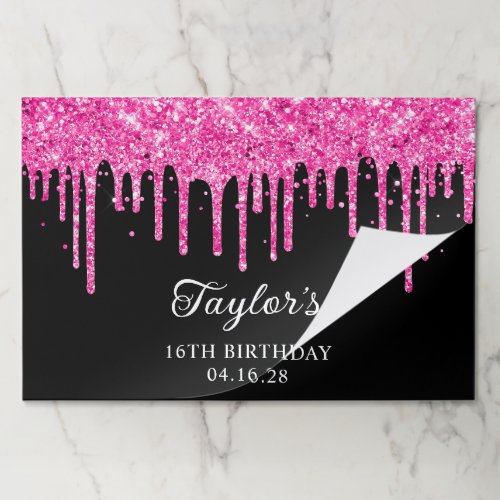 Sparkly Hot Pink Glitter Drips 16th Birthday Paper Pad