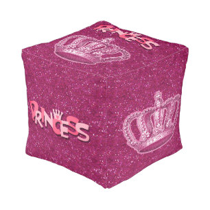 Sparkly Hot Pink Glitter Princess Pouf