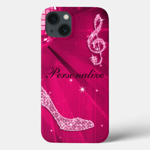 Sparkly Hot Pink Music Note & Stiletto Heel iPhone 13 Case