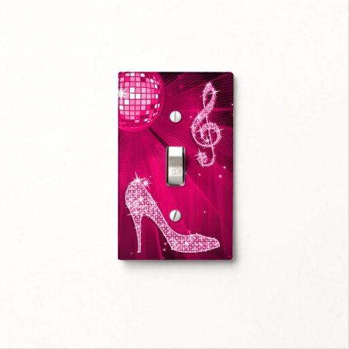 Sparkly Hot Pink Music Note  Stiletto Heel Light Switch Cover