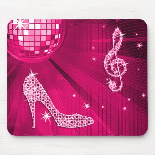 Sparkly Hot Pink Music Note  Stiletto Heel Mouse Pad