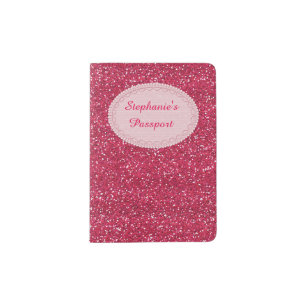 Sparkly Hot Pink & Silver Glitter Passport Holder