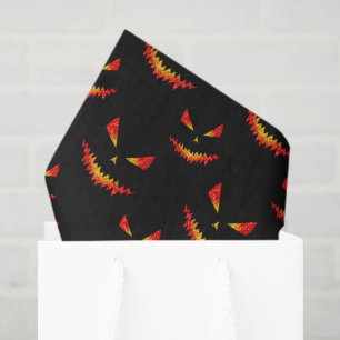 Sparkly Jack O'Lantern face Halloween pattern Tissue Paper