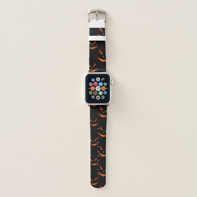 Sparkly Jack O'Lantern Halloween pattern Apple Watch Band (Front)