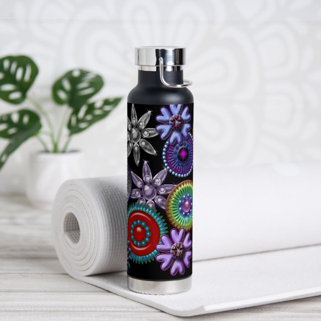 Sparkly Jeweled Brooches Vintage Style Water Bottle (Yoga)