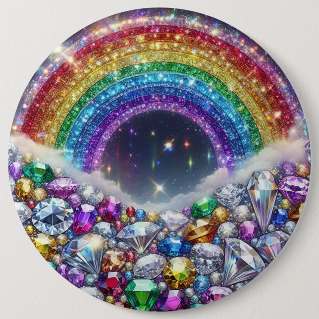 sparkly, jeweled rainbow button (Front)