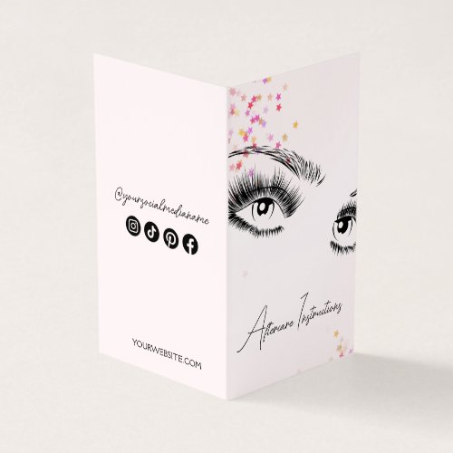 Sparkly Lashes Aftercare Instructions Icon Glitter Business Card