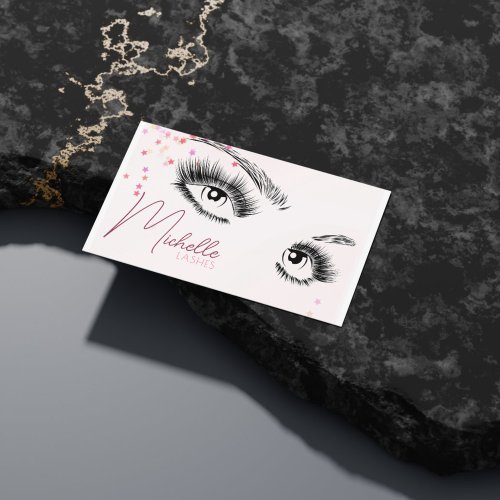 Sparkly Lashes Aftercare Instructions Star Glitter Business Card