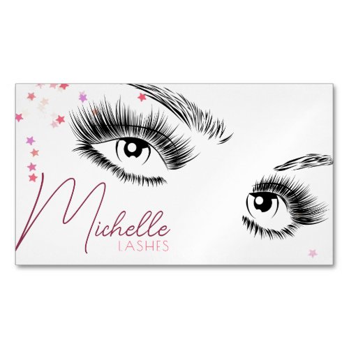 Sparkly Lashes Aftercare Instructions Star Glitter Business Card Magnet