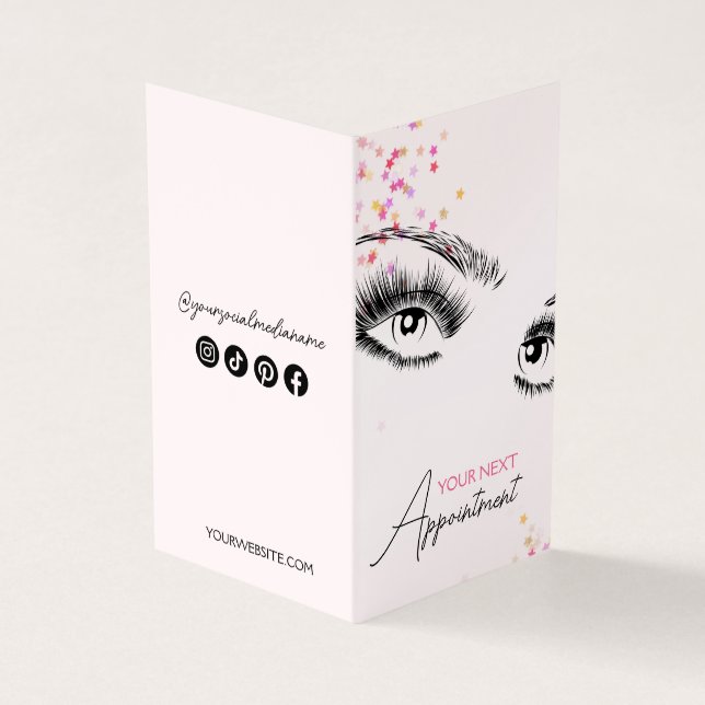 Sparkly Lashes Pink Glitter Appointment Card (Outside)