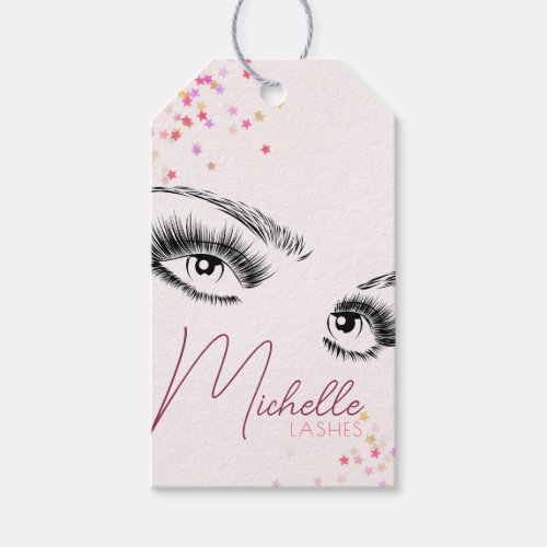 Sparkly Lashes Pink Glitter Confetti Aftercare Kit Gift Tags
