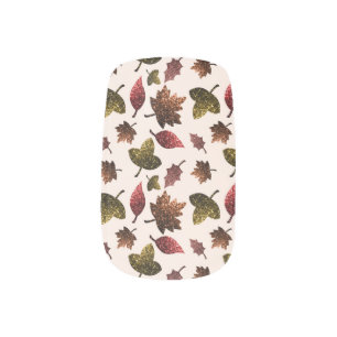 Sparkly leaves fall autumn sparkles pattern minx nail art