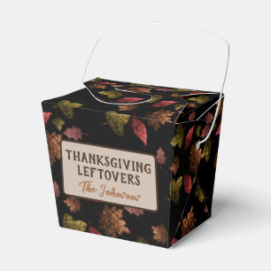 Sparkly leaves Thanksgiving leftovers Custom text Favor Boxes
