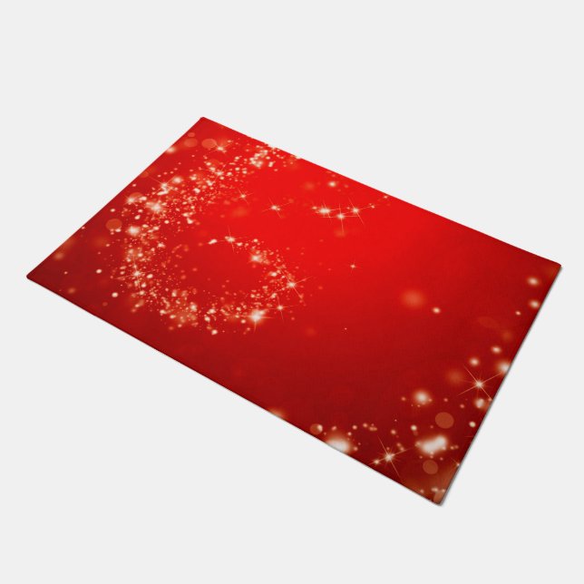 Sparkly lights swirl red + your ideas doormat (Angled)