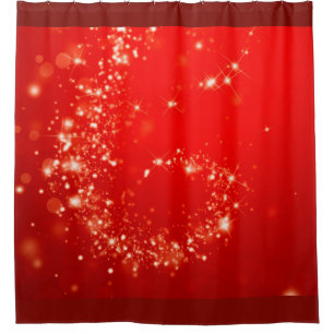 Sparkly lights swirl red + your ideas shower curtain