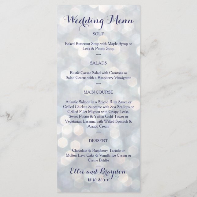 Sparkly Lights Wedding Menu (Front)