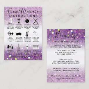Sparkly Lilac Purple Glitter Brows Aftercare Icon Business Card