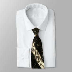 Sparkly line gold black chic abstract bling neck tie