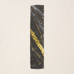 Sparkly line gold black chic abstract scarf<br><div class="desc">Elegant faux sparkly fashionable accessory chiffon scarf for her.
Digital composition of a photo of gold sparkles and photo of beautiful dark stone rock. *photo of sparkles not actual glitter!</div>