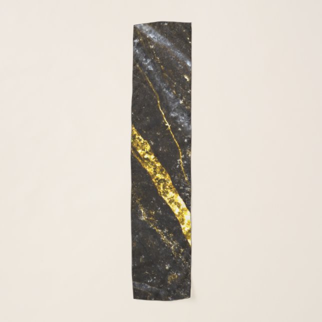 Sparkly line gold black chic abstract scarf (Front)