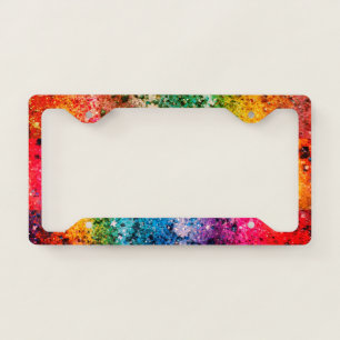 Sparkly Looking Jewel Colors on Customized Modern License Plate Frame