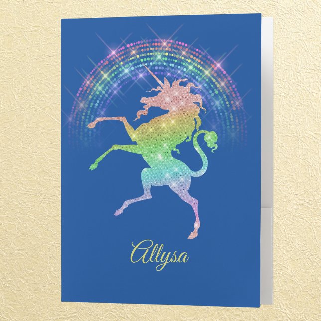 Sparkly Looking Raring Unicorn with Rainbow Pocket Folder (Creator Uploaded)