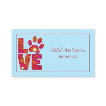 Sparkly Love Dog Walker Pet Services Blue Business Card Sparkly Love Dog Walker Pet Services Blue Business Card