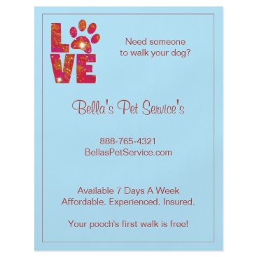 Sparkly Love Dog Walker Pet Services Blue Flyer Sparkly Love Dog Walker Pet Services Blue Flyer