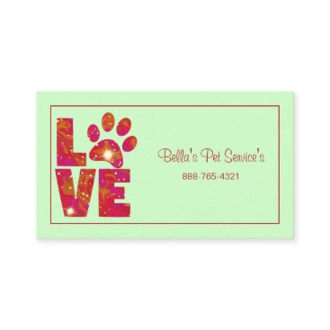 Sparkly Love Dog Walker Pet Services Green Business Card Sparkly Love Dog Walker Pet Services Green Business Card