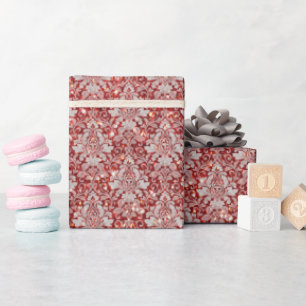 Sparkly Luxury Damask & Glitter - Red  Wrapping Paper