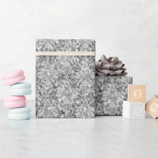 Sparkly Luxury Damask & Glitter - Silver Wrapping Paper
