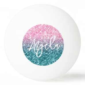 Sparkly Luxury Light Pink Teal Ombre Glitter Ping Pong Ball