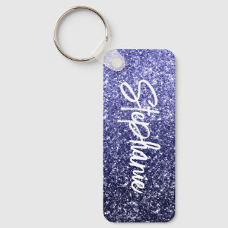 Sparkly Luxury Navy Blue Ombre Glitter Keychain