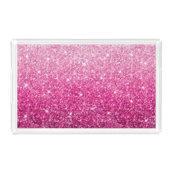 Sparkly Luxury Pink Ombre Acrylic Tray by pinkgifts4you at Zazzle