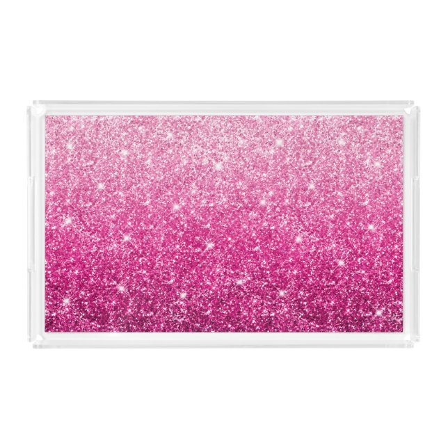 Sparkly Luxury Pink Ombre Acrylic Tray (Front)