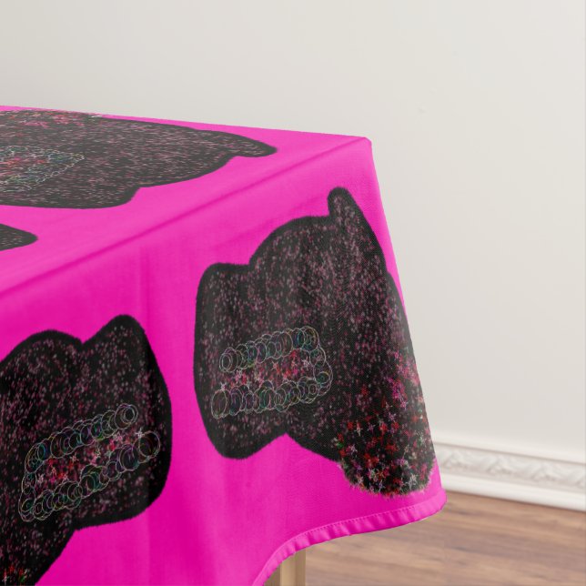 Sparkly magical black rabbit for luck tablecloth (In Situ)