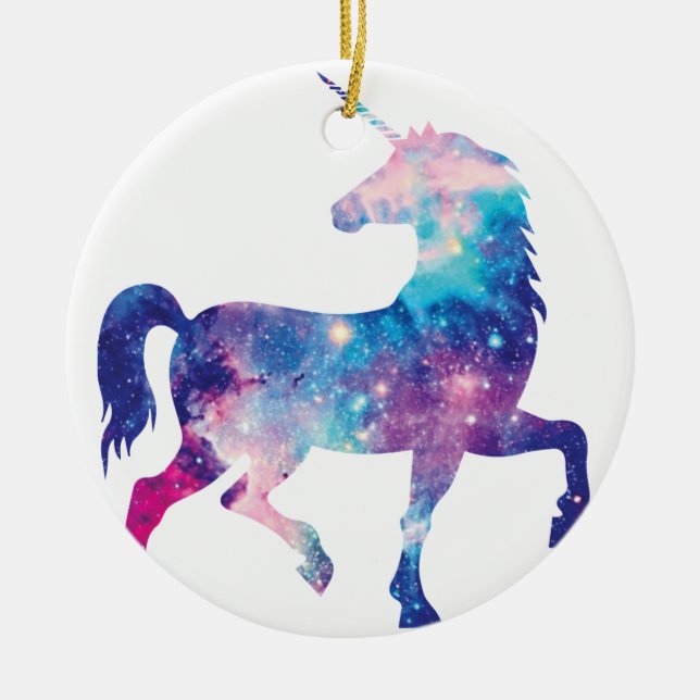 Sparkly Magical Unicorn Ceramic Ornament (Front)