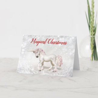 Sparkly Magical Unicorn Christmas Holiday Card