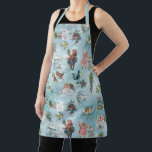 Sparkly Magical Winter Vintage Christmas Collage Apron<br><div class="desc">This charming and nostalgic holiday seamless design features scenes of festive winter fun in the snow including ice-skating angels,  a heavenly choir,  children throwing snowballs,  rustic rural landscapes,  holly,  winter robins and a warm lantern. The background is sky blue with snow and white sparkles.</div>