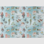Sparkly Magical Winter Vintage Christmas Collage Tissue Paper<br><div class="desc">This charming and nostalgic holiday seamless design features scenes of festive winter fun in the snow including ice-skating angels, a heavenly choir, children throwing snowballs, rustic rural landscapes, holly, winter robins and a warm lantern. The background is sky blue with snow and white sparkles. Suitable for decoupage or crafting projects....</div>