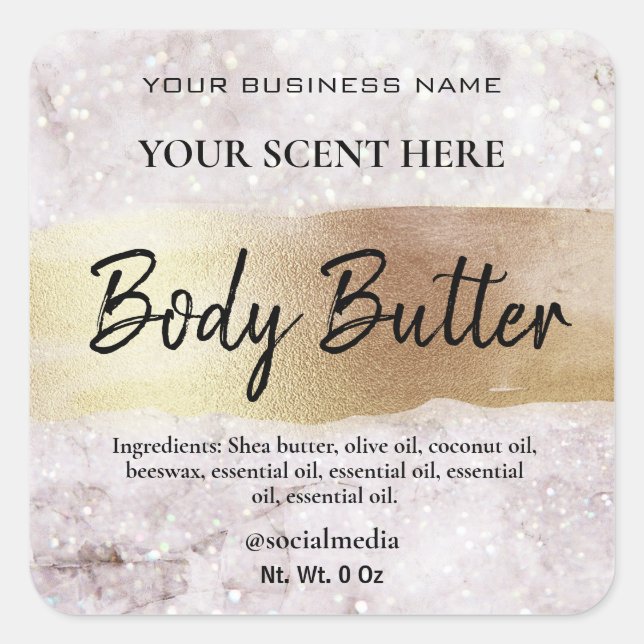 Sparkly Marble Body Butter Labels (Front)