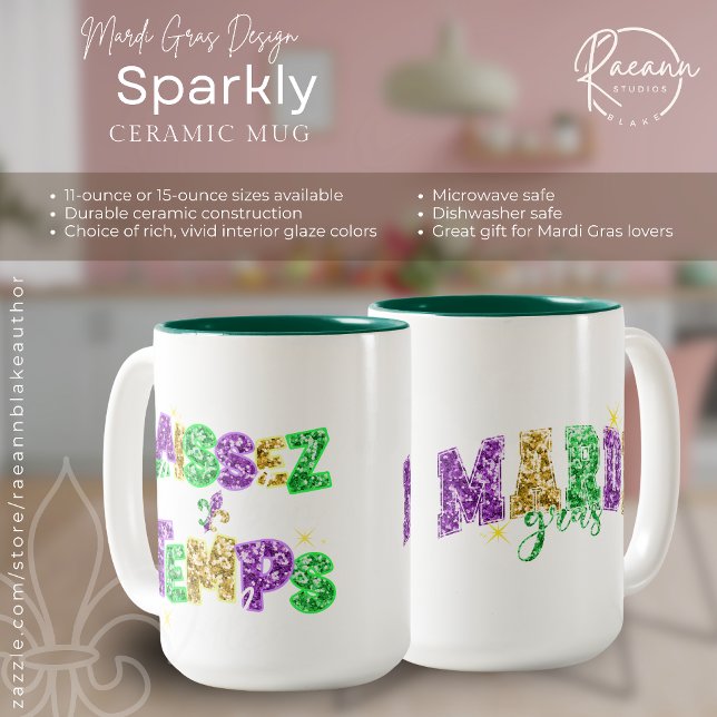 Sparkly Mardi Gras Design Ceramic Mug (Creator Uploaded)