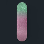 Sparkly Mermaid Green Berry Pink Glitter Ombre Skateboard<br><div class="desc">This girly and cute design is perfect for the trendy and stylish woman. It features a faux printed sparkly mermaid green and berry pink glitter ombre design. It's modern, chic, and fashionable. ***IMPORTANT DESIGN NOTE: For any custom design request such as matching product requests, color changes, placement changes, or any...</div>