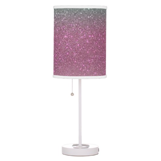 Sparkly Mermaid Green Berry Pink Glitter Ombre Table Lamp (Right)