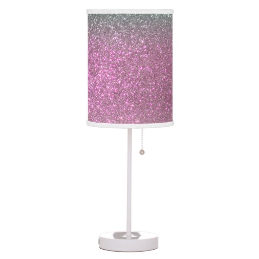 Sparkly Mermaid Green Berry Pink Glitter Ombre Table Lamp (Left)