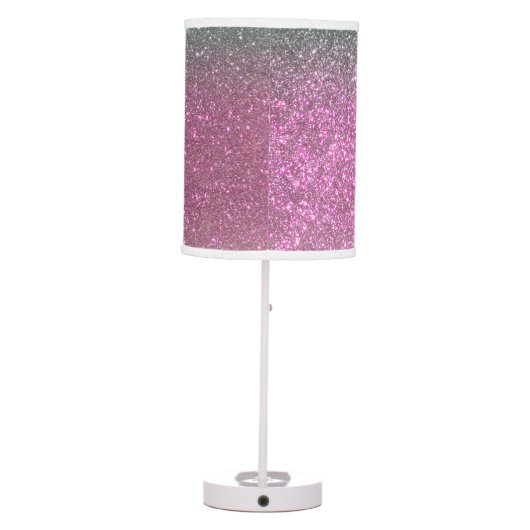 Sparkly Mermaid Green Berry Pink Glitter Ombre Table Lamp (Back)