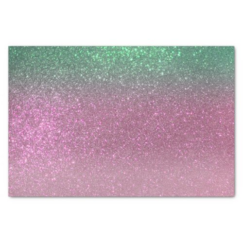 Sparkly Mermaid Green Berry Pink Glitter Ombre Tissue Paper