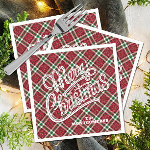 Sparkly Merry Christmas Plaid Napkins