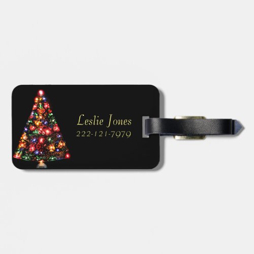 Sparkly Merry Christmas Tree Luggage Tag
