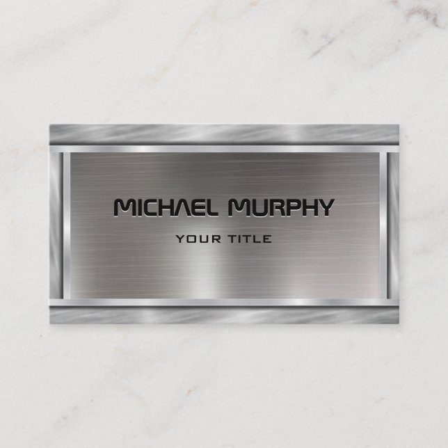 Sparkly Metal Aluminum Silver Brushed professional Business Card (Front)